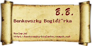 Benkovszky Boglárka névjegykártya